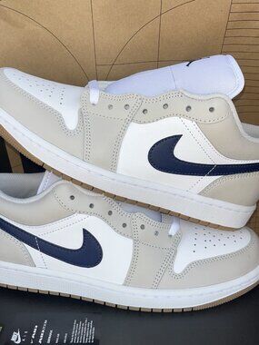 NEW Nike Air Jordan 1 Low White Midnight Navy 553558-146 Men's Size 11